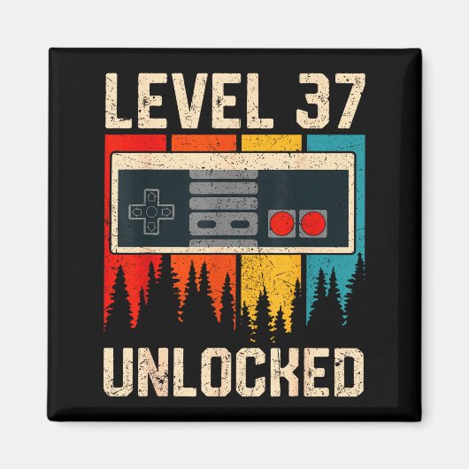 Level 37 Unlocked Video Game Controller Birthday M Magneet (Voorkant)