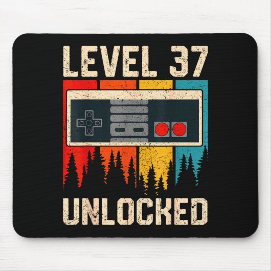 Level 37 Unlocked Video Game Controller Birthday M Muismat (Voorkant)