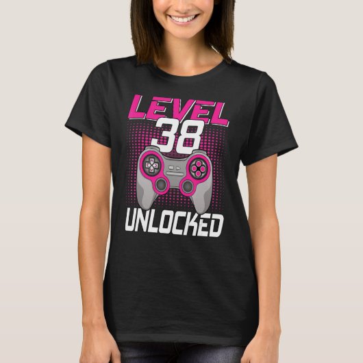 Level 38 38e Birthday Gaming 38 jaar later T-shirt (Voorkant)