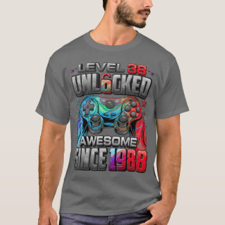 Level 38 Ontgrendeld Geweldig Sinds 1988 Gamer Ver T-shirt