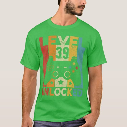 Level 39 Ontgrendelde Gamecontroller 39e Verjaarda T-shirt (Voorkant)