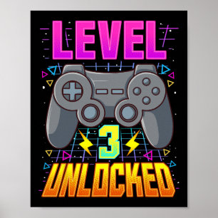 Level 3 Ontluikende T-shirt Videospel Jongens 3e V Poster