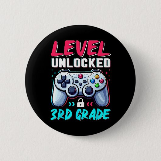 Level 3rd Grade Unlocked Back To School Team Third Ronde Button 5,7 Cm (Voorkant)
