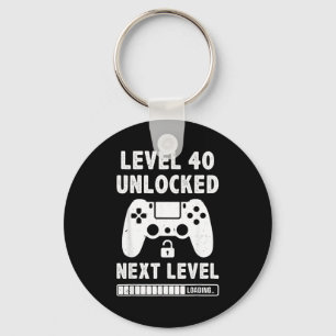 Level 40 ontgrendeld 40e verjaardag videogame retr sleutelhanger