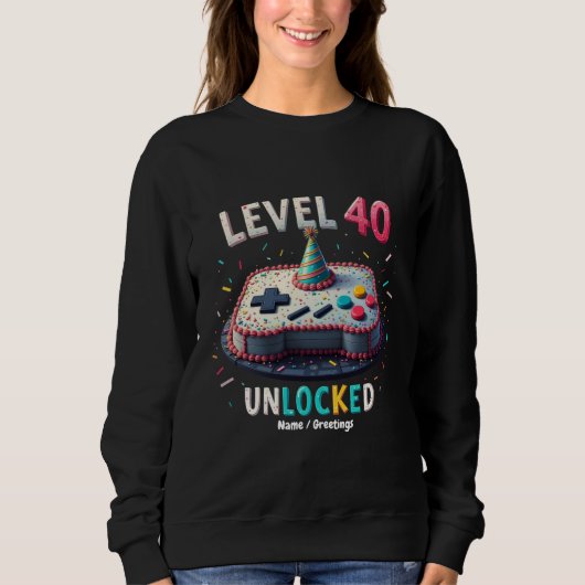 Level 40 Ontgrendeld Gaming Stijl 40e Verjaardag Trui (Voorkant)