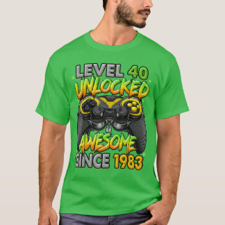 Level 40 Ontgrendeld Geweldig Sinds 1983 40ste Ver T-shirt