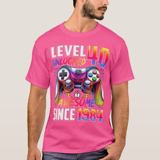 Level 40 Ontgrendeld Geweldig Sinds 1984 40ste Ver T-shirt (Voorkant)