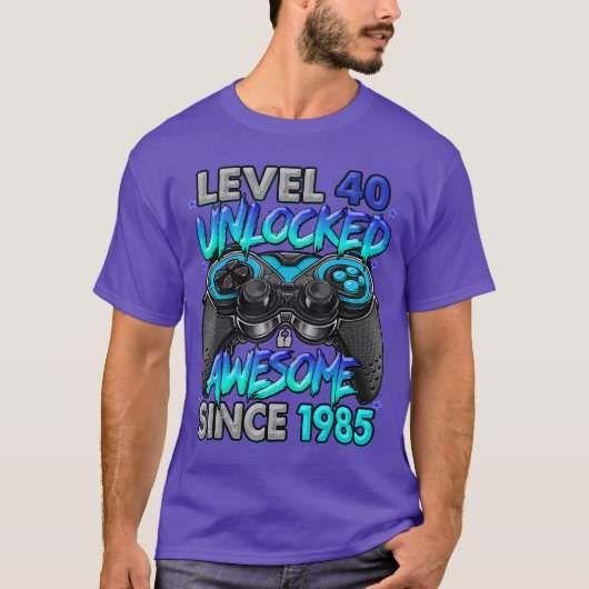 Level 40 Ontgrendeld Geweldig Sinds 1985 40ste Ver T-shirt (Voorkant)