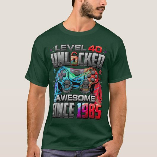 Level 40 Ontgrendeld Geweldig Sinds 1985 40ste Ver T-shirt (Voorkant)