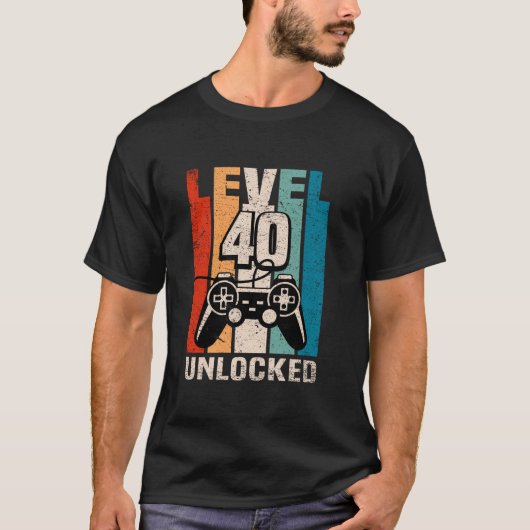 Level 40 Ontgrendeld Grappige Video Gamer Controll T-shirt (Voorkant)