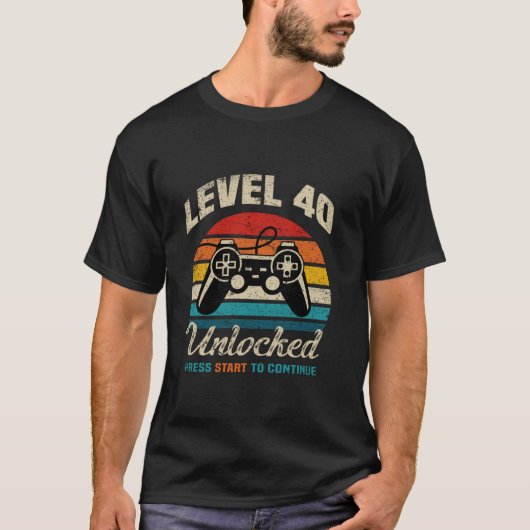 Level 40 Ontgrendeld Grappige Video Gamer Controll T-shirt (Voorkant)