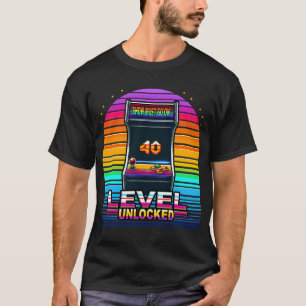 Level 40 Ontgrendeld Retro Arcade Ontwerp T-shirt