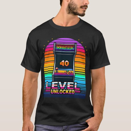 Level 40 Ontgrendeld Retro Arcade Ontwerp T-shirt (Voorkant)