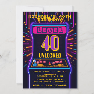 Level 40 Ontgrendeld Retro Arcade Verjaardag Kaart