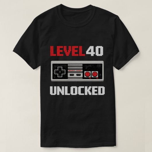 Level 40 Ontgrendeld Retro Gamen 40e Verjaardag T-shirt (Design voorkant)