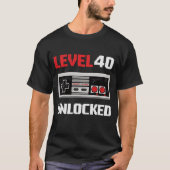 Level 40 Ontgrendeld Retro Gamen 40e Verjaardag T-shirt (Voorkant)
