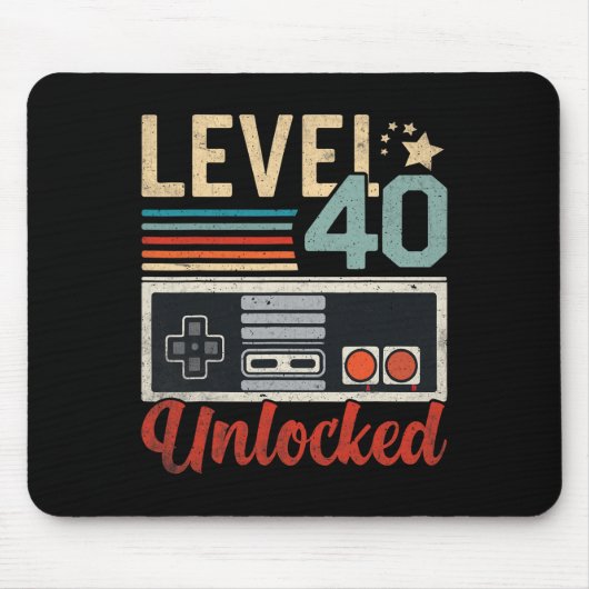 Level 40 Ontgrendeld Video Gamecontroller 40e Verj Muismat (Voorkant)