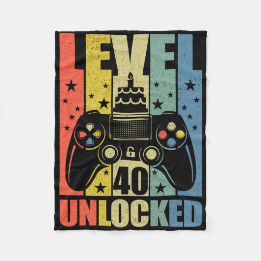 Level 40 ontgrendeld videogame 40e verjaardag Game Fleece Deken (Voorkant)