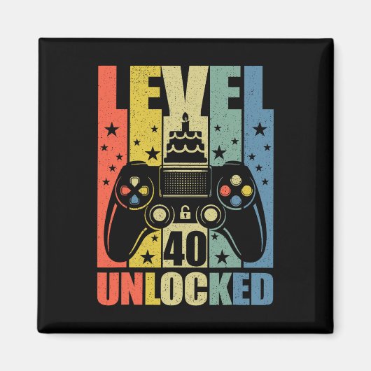 Level 40 ontgrendeld videogame 40e verjaardag Game Magneet (Voorkant)