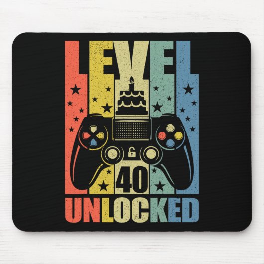 Level 40 ontgrendeld videogame 40e verjaardag Game Muismat (Voorkant)