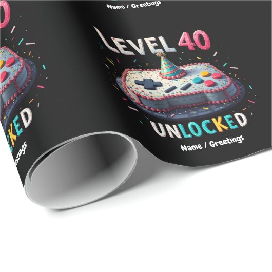 Level 40 ontgrendelde gamestijl 40e verjaardag cadeaupapier (Rol Hoek)