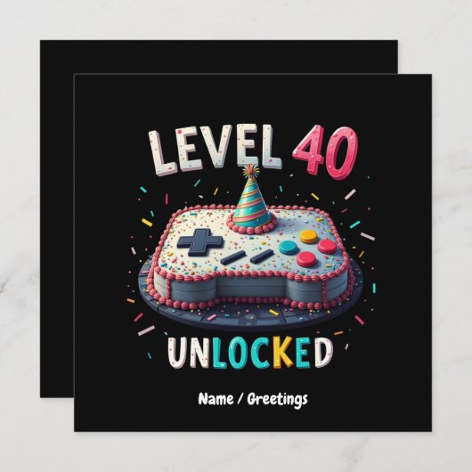 Level 40 ontgrendelde gamestijl 40e verjaardag kaart (Voorkant / Achterkant)