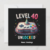 Level 40 ontgrendelde gamestijl 40e verjaardag kaart (Voorkant)