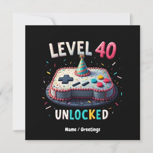 Level 40 ontgrendelde gamestijl 40e verjaardag kaart (Voorkant)