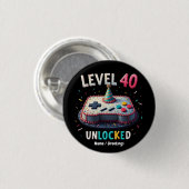 Level 40 ontgrendelde gamestijl 40e verjaardag ronde button 3,2 cm (Voorkant /achterkant)