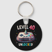 Level 40 ontgrendelde gamestijl 40e verjaardag sleutelhanger (Voorkant)