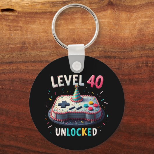Level 40 ontgrendelde gamestijl 40e verjaardag sleutelhanger (Voorkant)