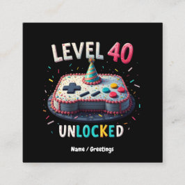 Level 40 ontgrendelde gamestijl 40e verjaardag vierkante visitekaartje