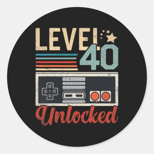 Level 40 Ontgrendelde Video Gamecontroller 40ste V Ronde Sticker (Voorkant)