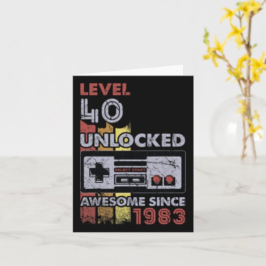 Level 40 onvergrendelde gamer 40th Birthday Gift V Kaart (Gele Bloem)