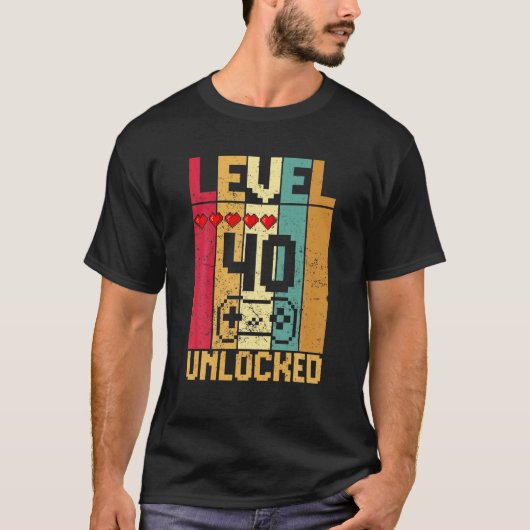 Level 40 Unlocked Awesome 1982 Video Game 40Th Bir T-shirt (Voorkant)