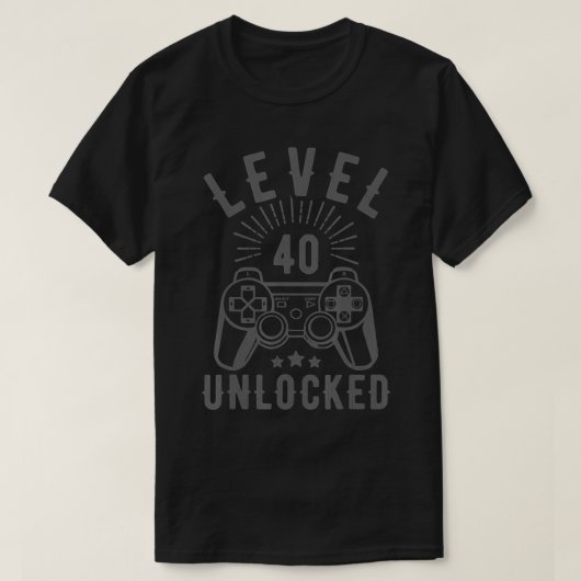 Level 40 Unlocked Funny Gamer 40th Birthday Gift V T-shirt (Design voorkant)