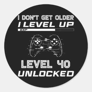 Level 40 Unlocked Gamer 40th Birthday Decorations Ronde Sticker
