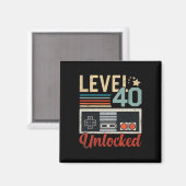 Level 40 Unlocked Video Gamer Controller 40th Birt Magneet (Voorkant / Achterkant)
