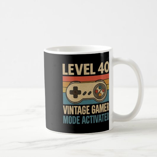 Level 40 Vintage Gamer Modus Geactiveerd Retro Koffiemok (Rechts)