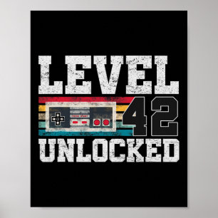 Level 42 Ontgrendeld 42 Jaar Oud Cadeau Video Spel Poster