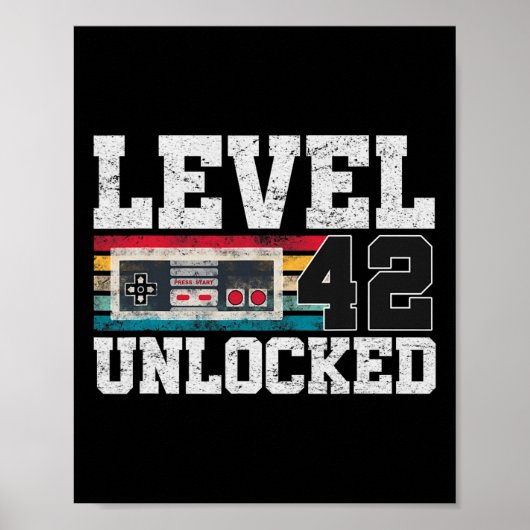 Level 42 Ontgrendeld 42 Jaar Oud Cadeau Video Spel Poster (Voorkant)
