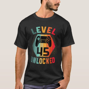 Level 45 Unlocked Verjaardag Gamer 45th Birt T-shirt