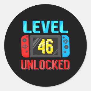 Level 46 Ontgrendeld Verjaardagsvideo Gamer 46ste Ronde Sticker