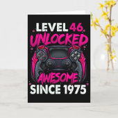 Level 46 Unlocked Awesome Since 1975 46th Birthday Kaart (Gele Bloem)