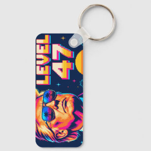 Level 47 Neon Arcade Tweezijdig Aluminium Sleutelhanger