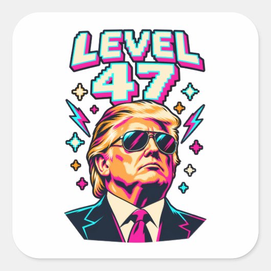 Level 47 Neon Arcade Vierkante Sticker (Voorkant)