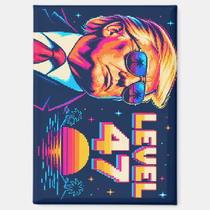 Level 47 Neon Arcade Zonsondergang Shades Vierkant Magneet