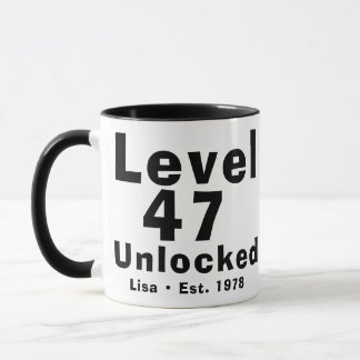Level 47 Ontgrendeld Gepersonaliseerde 47e Verjaar Mok