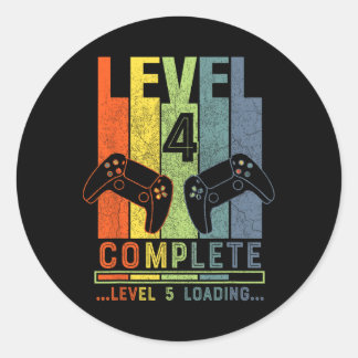 Level 4 Complete Gamer Cadeau 4 Jaar Huwelijksjubi Ronde Sticker
