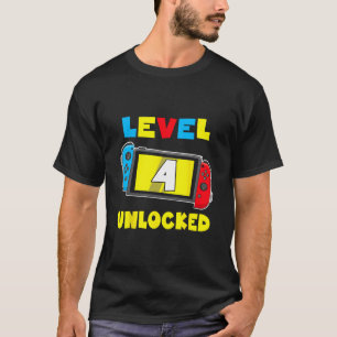 Level 4 Ontgrendeld 4e Verjaardag T-shirt Videospe
